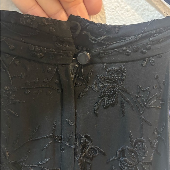 Vintage Carmen Marc Valvo Silk Black Backless Embroidered Fringe Dress Gown Sz 6 - Picture 4 of 12